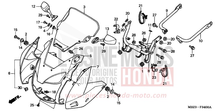 COWL for Hornet S FORCE SILVER METALLIC (NH411) from 2001